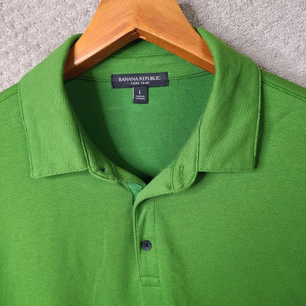 Banana Republic Shirt Mens Large Green Polo Core Temp Cotton Blend Casual